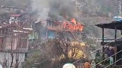 News Kullu A two and a half storey wooden Kashtkuni style house in Chauhki village of Manikaran valley burnt to ashes District Kullu