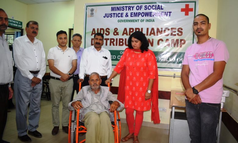 District Red Cross President and Deputy Commissioner District Kullu Torul S Ravish distributed assistive devices and equipment to 25 disabled persons through the Model District Disability Rehabilitation Center Kullu run by District Red Cross Kullu.