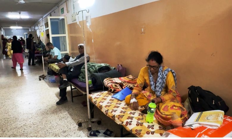 Patients are being treated in the crumbling health facility gallery of Regional Hospital, Kullu.