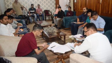 Chief Parliamentary Secretary Forest Energy Tourism and Transport Sundar Singh Thakur today held a meeting with officials of Public Works Department and Jal Shakti Department at Paridhi Griha Kullu regarding MLA priority works.