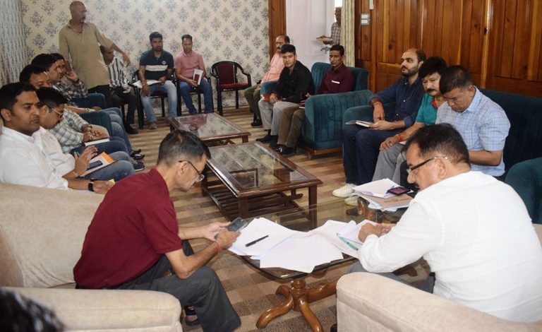 Chief Parliamentary Secretary Forest Energy Tourism and Transport Sundar Singh Thakur today held a meeting with officials of Public Works Department and Jal Shakti Department at Paridhi Griha Kullu regarding MLA priority works.
