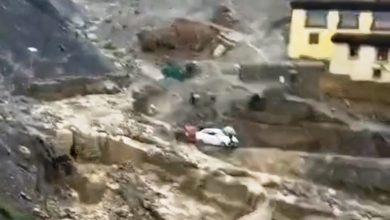 Cloud burst also caused flood in drain in Chicham village of Kaza. 1 vehicle washed away.