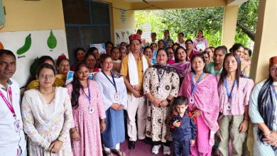 Goods distribution ceremony at Anganwadi center Brahmin Behad in district Kullu.