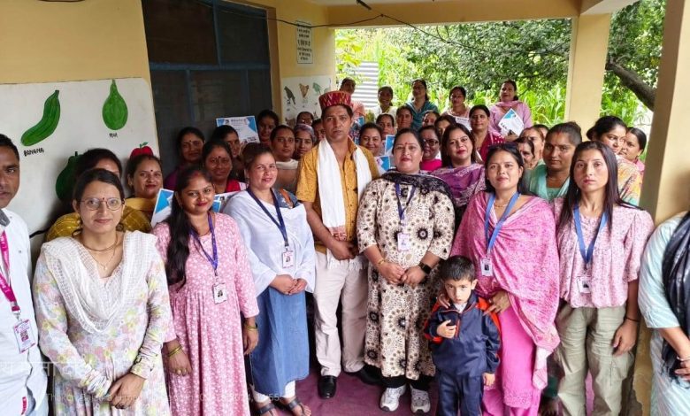 Goods distribution ceremony at Anganwadi center Brahmin Behad in district Kullu.