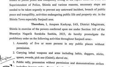 Section 163 of the Indian Civil Defense Code will remain in force in Sanjauli area on September 11 - Anupam Kashyap