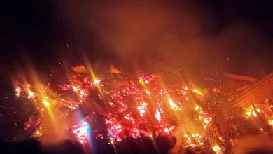 4 houses burnt to ashes in a fire in Tiun village, an inaccessible area of Laghati.